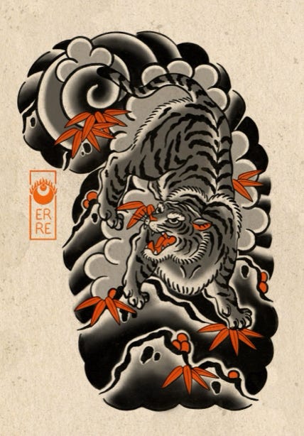 Tatuajes japoneses y ornamentales personalizados en Badalona. Erre Tattoo, creatividad y técnica en cada diseño.