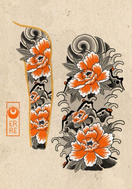 Tatuajes japoneses y ornamentales personalizados en Badalona. Erre Tattoo, creatividad y técnica en cada diseño.